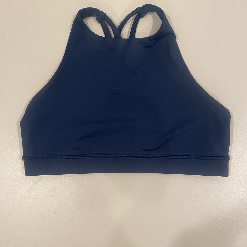 Lululemon High Neck Energy Bra, navy blue, Size 8